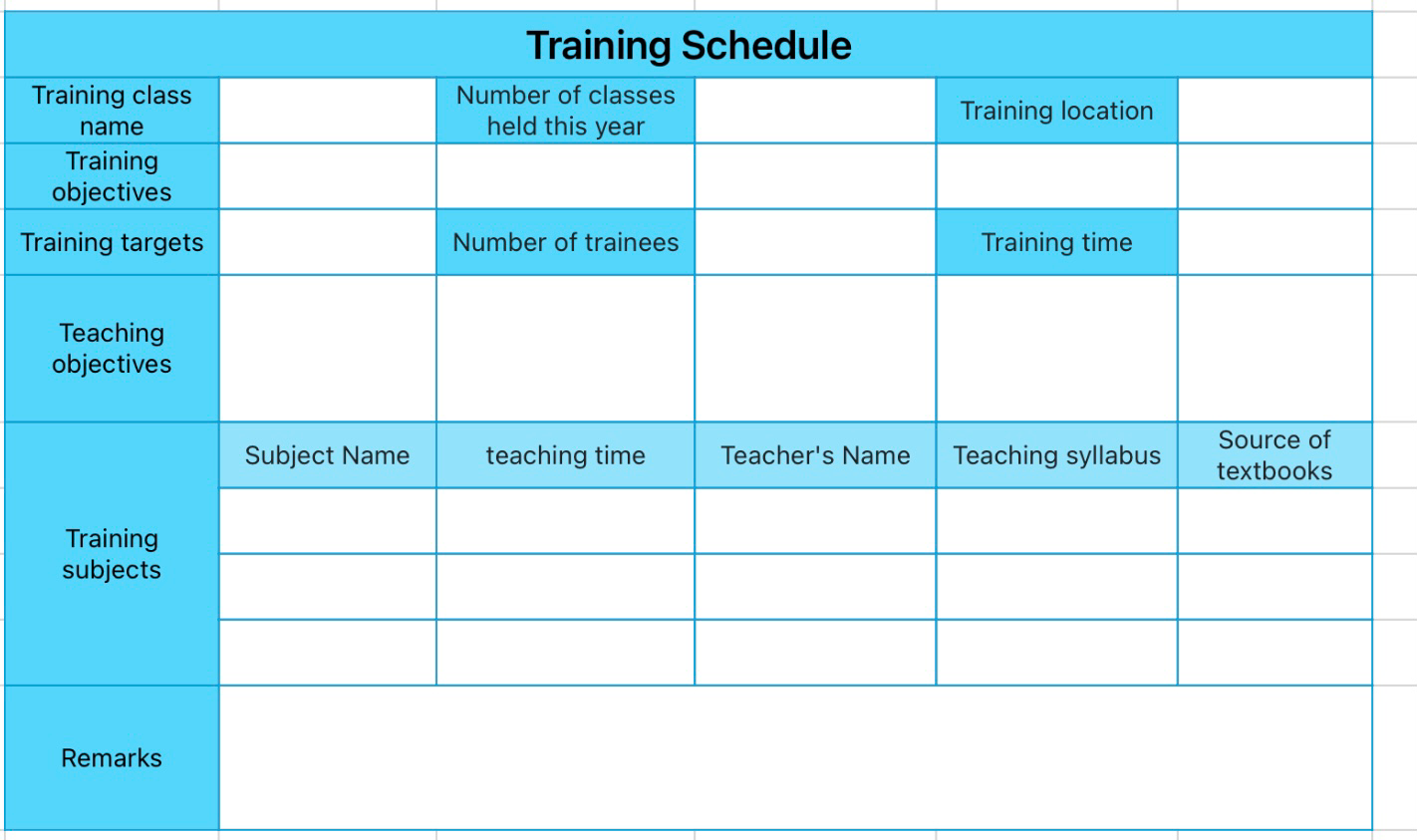 Training schedule 1
